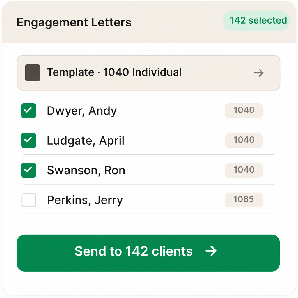 Bulk engagement letter send across projects