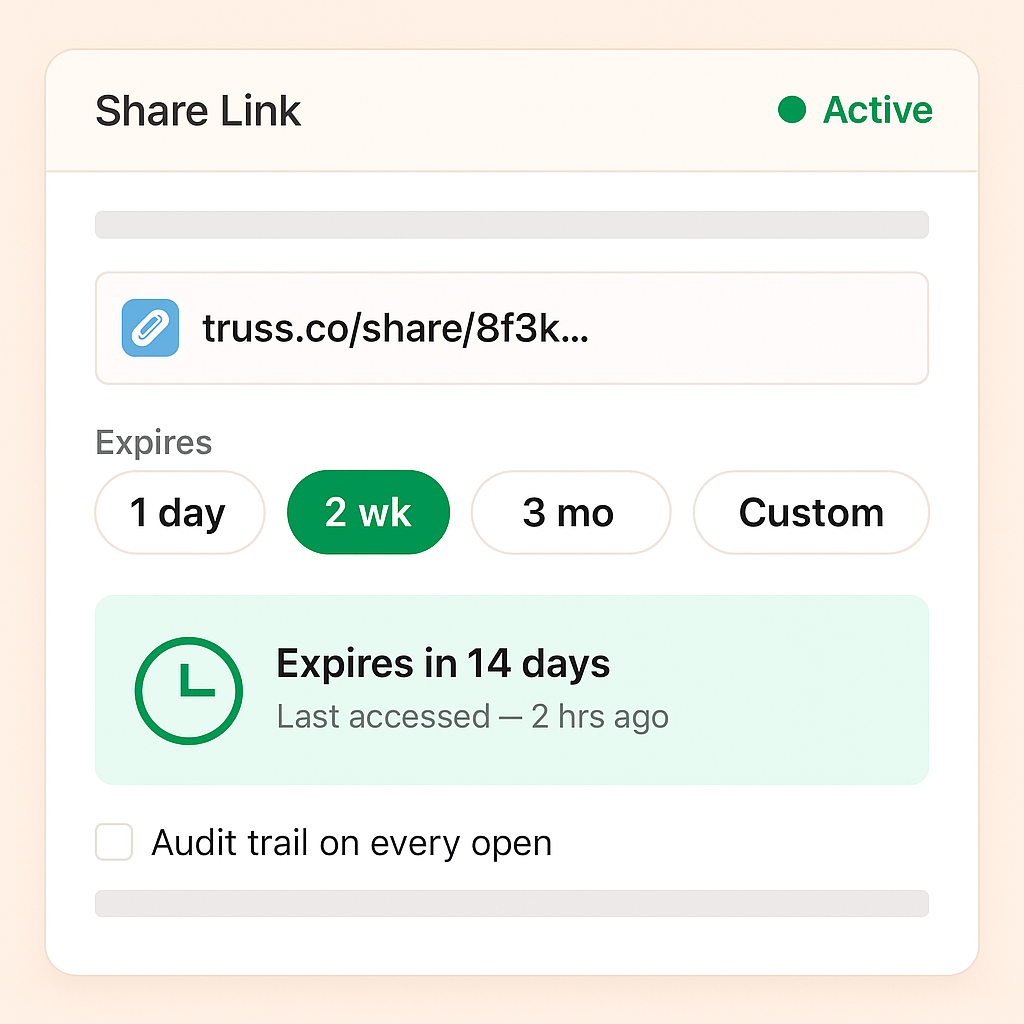 Expiration controls for outbound share links